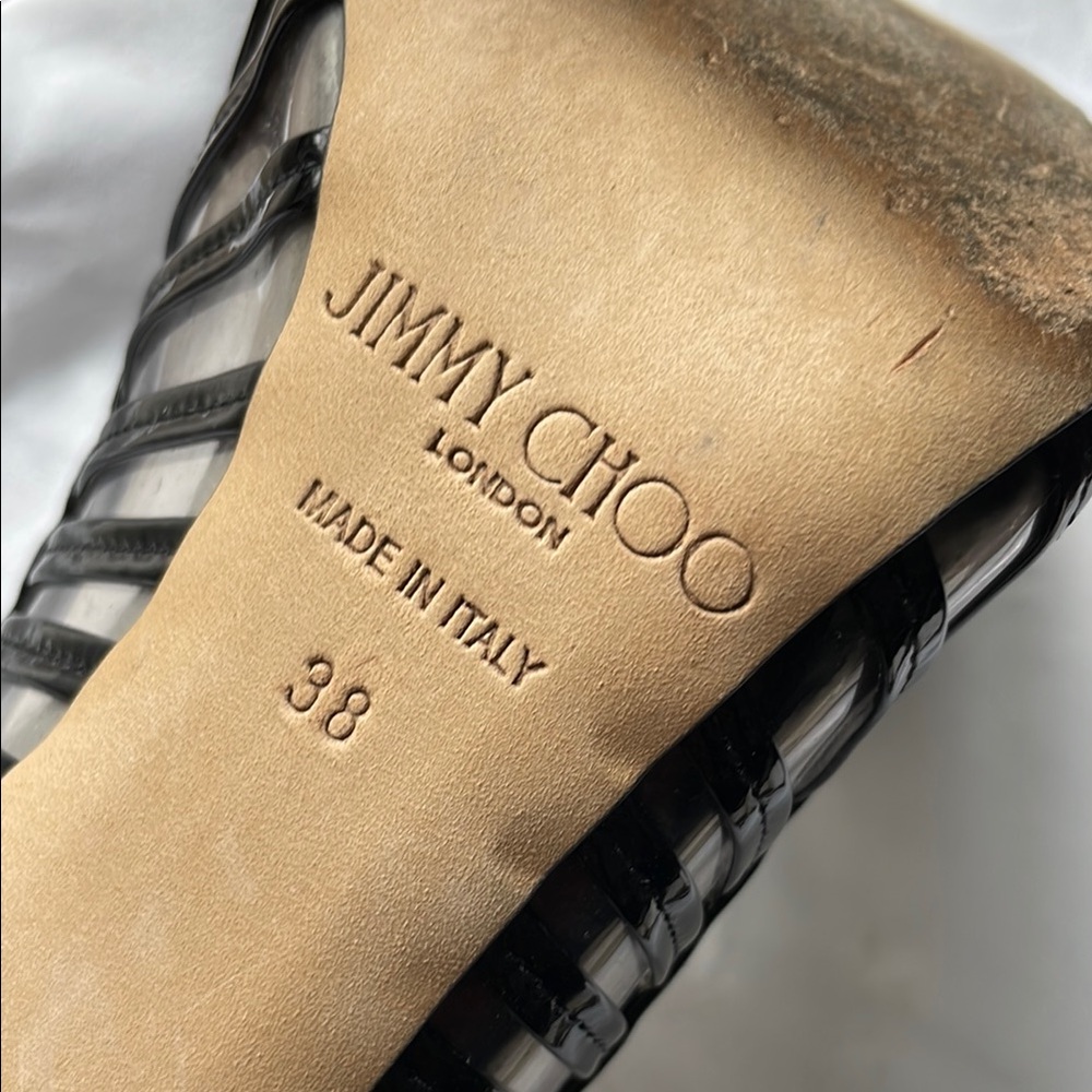 Jimmy Choo Black Patent Leather Heels with Ruffle Detail - Picture 6 of 6